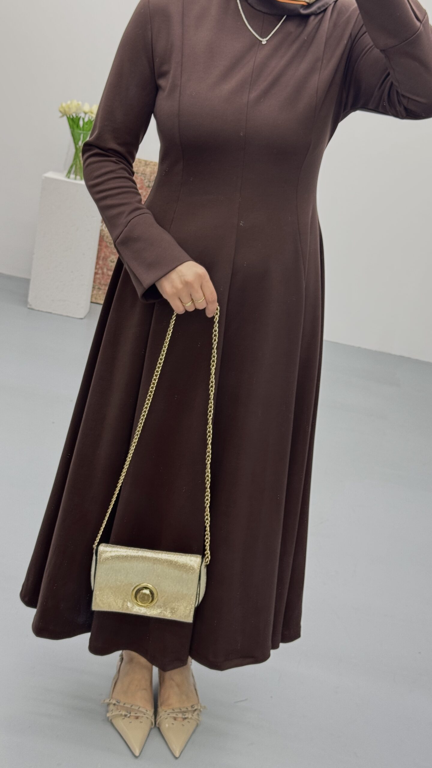 Kuplu Volan Elbise - Görsel 5