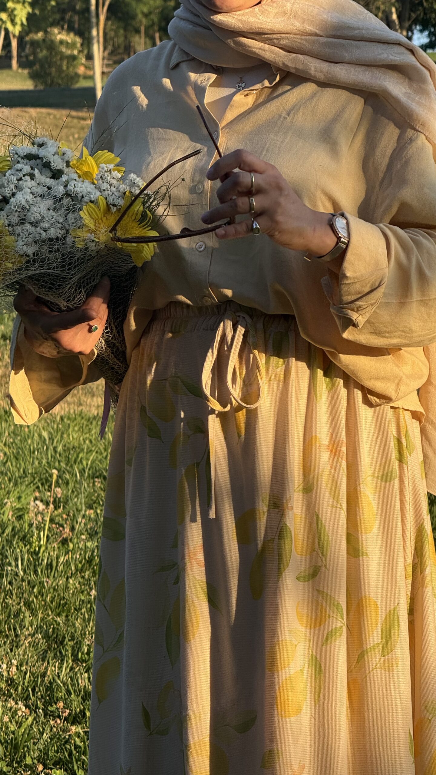 Limon Desenli Maksi Etek - Görsel 3