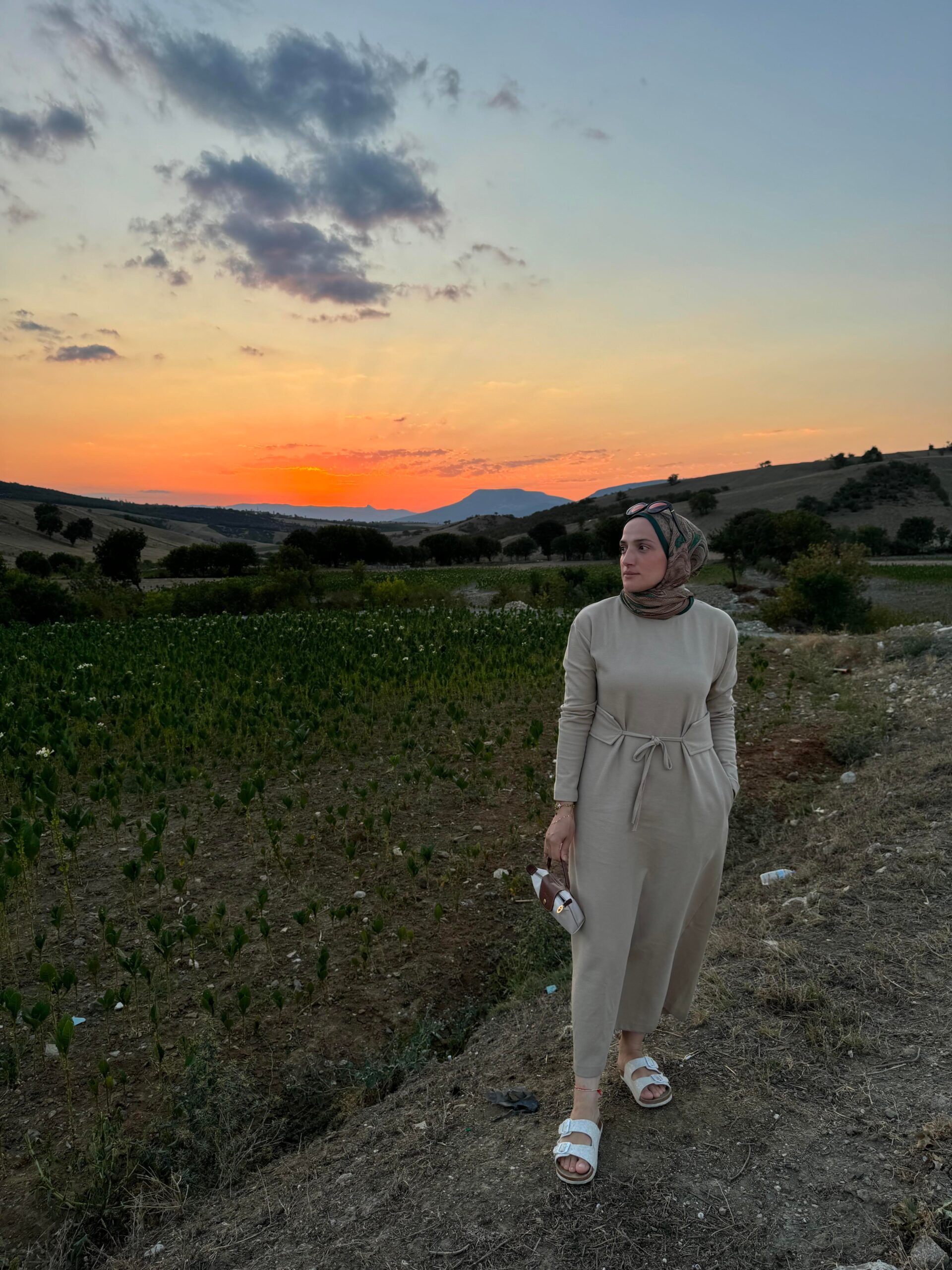 Basic Örme Kumaş Kemerli Elbise - Görsel 7