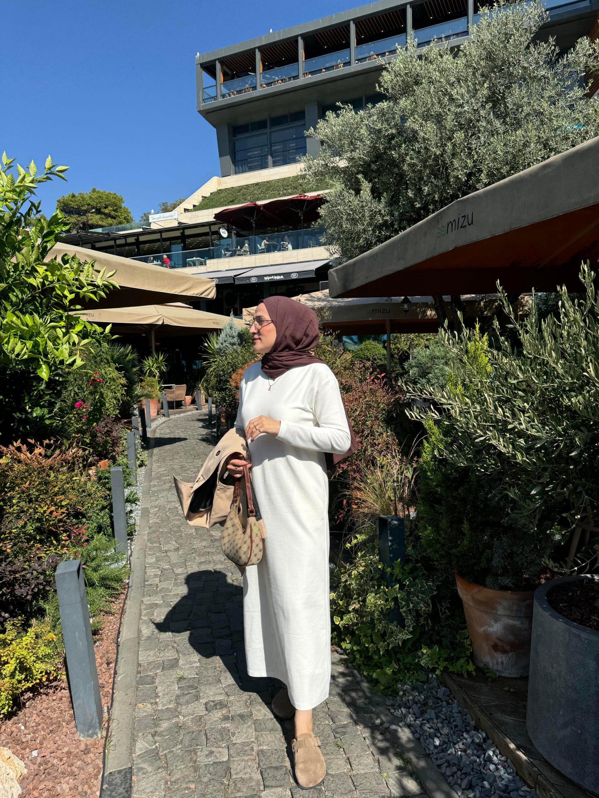 Basic Örme Kumaş Kemerli Elbise - Görsel 11