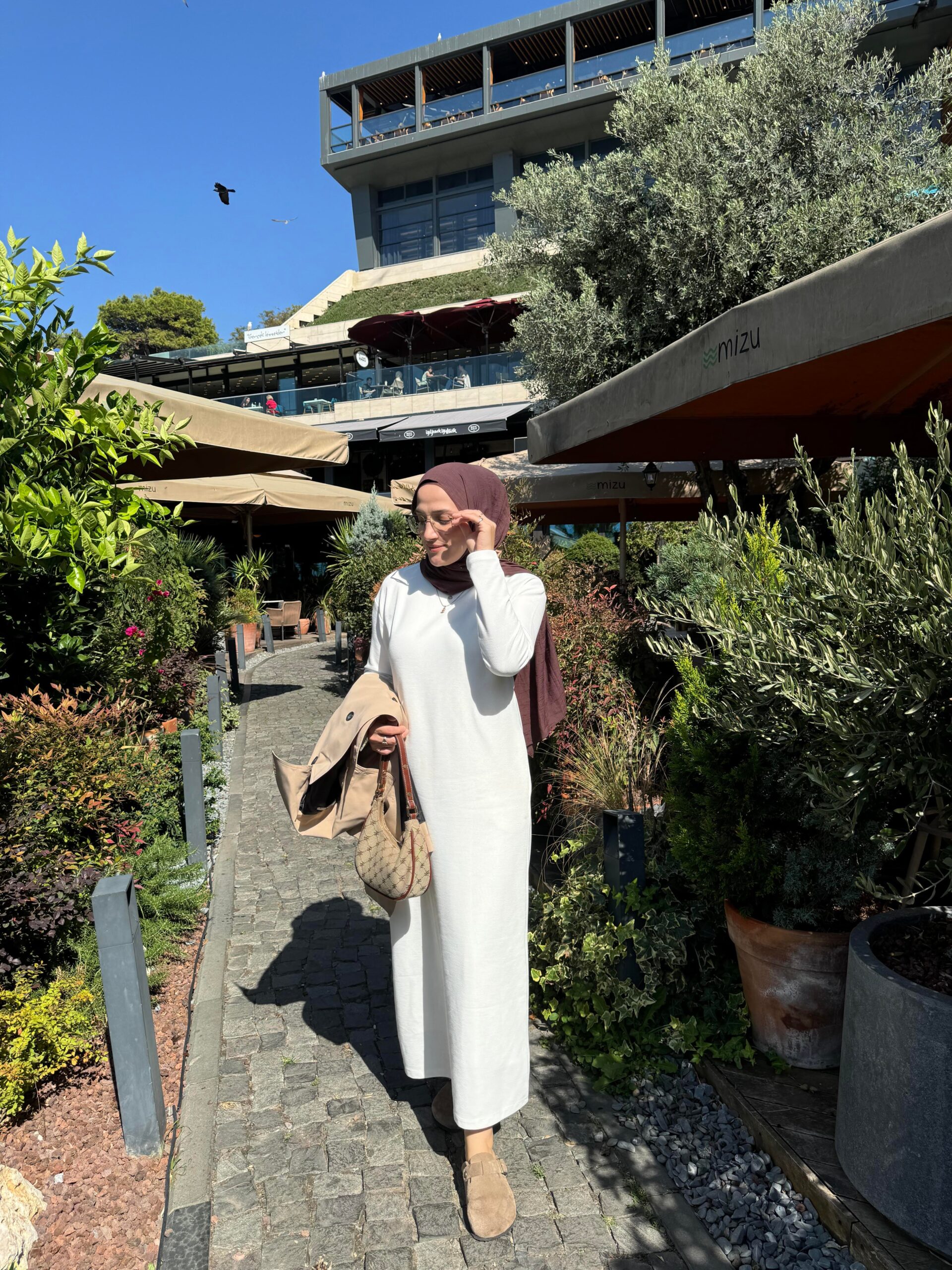 Basic Örme Kumaş Kemerli Elbise - Görsel 9