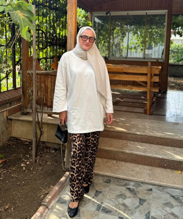 basic uzun kollu kadın tişört beyaz renk