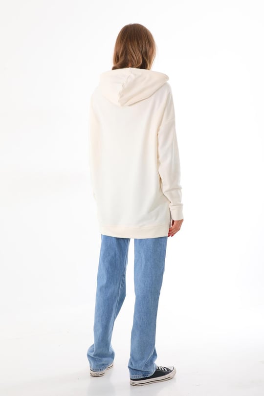 Bej hoodie kadın sweatshirt - Görsel 3