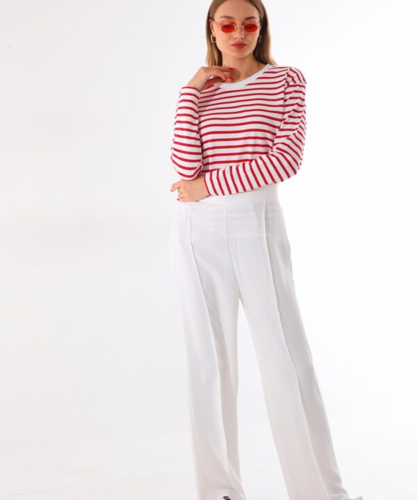 Beyaz Palazzo Kadın Pantolon