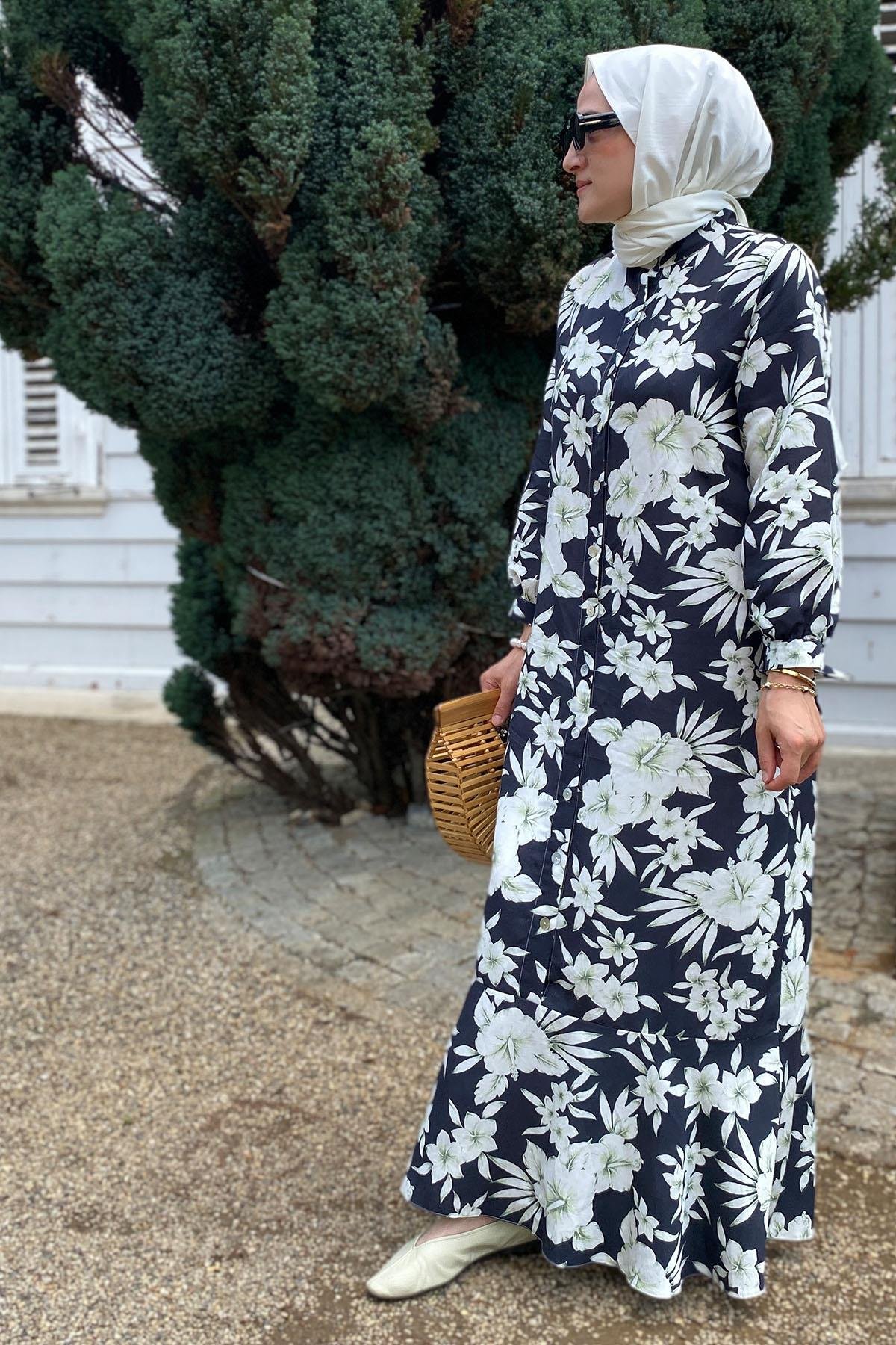 Flowers Baskılı Elbise - Görsel 6