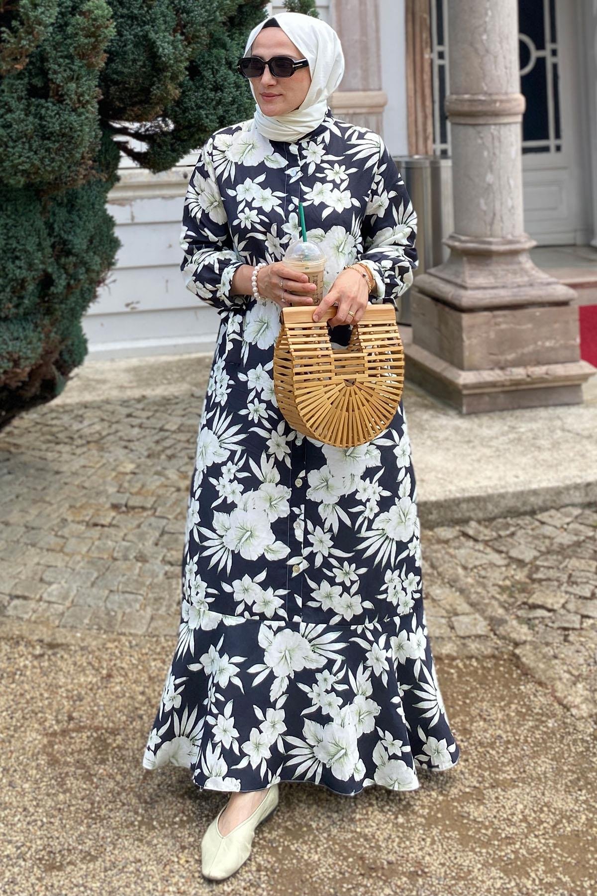 Flowers Baskılı Elbise - Görsel 4