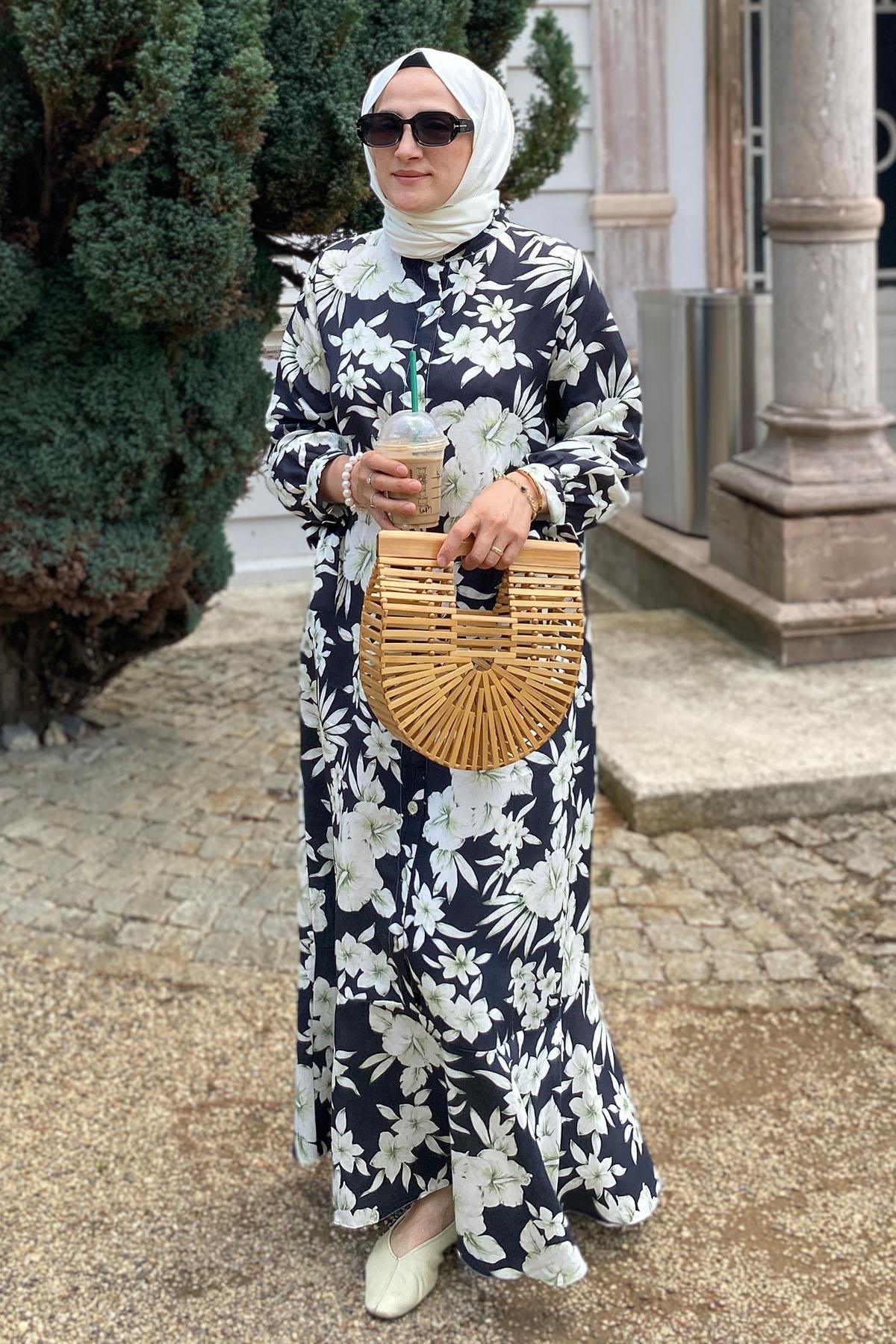 Flowers Baskılı Elbise - Görsel 3