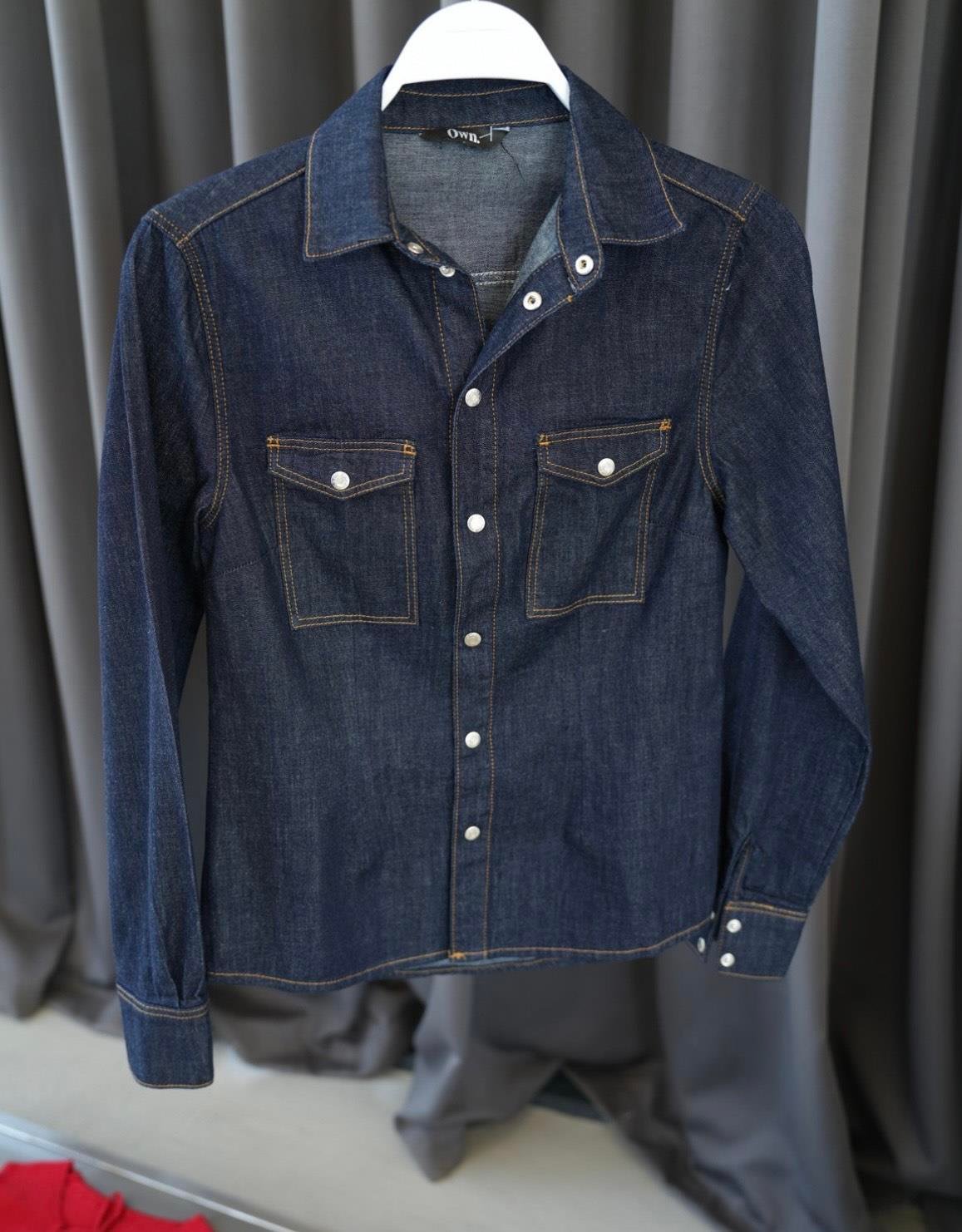 Çıtçıt Düğmeli Çift Cepli Denim Gömlek - Görsel 5