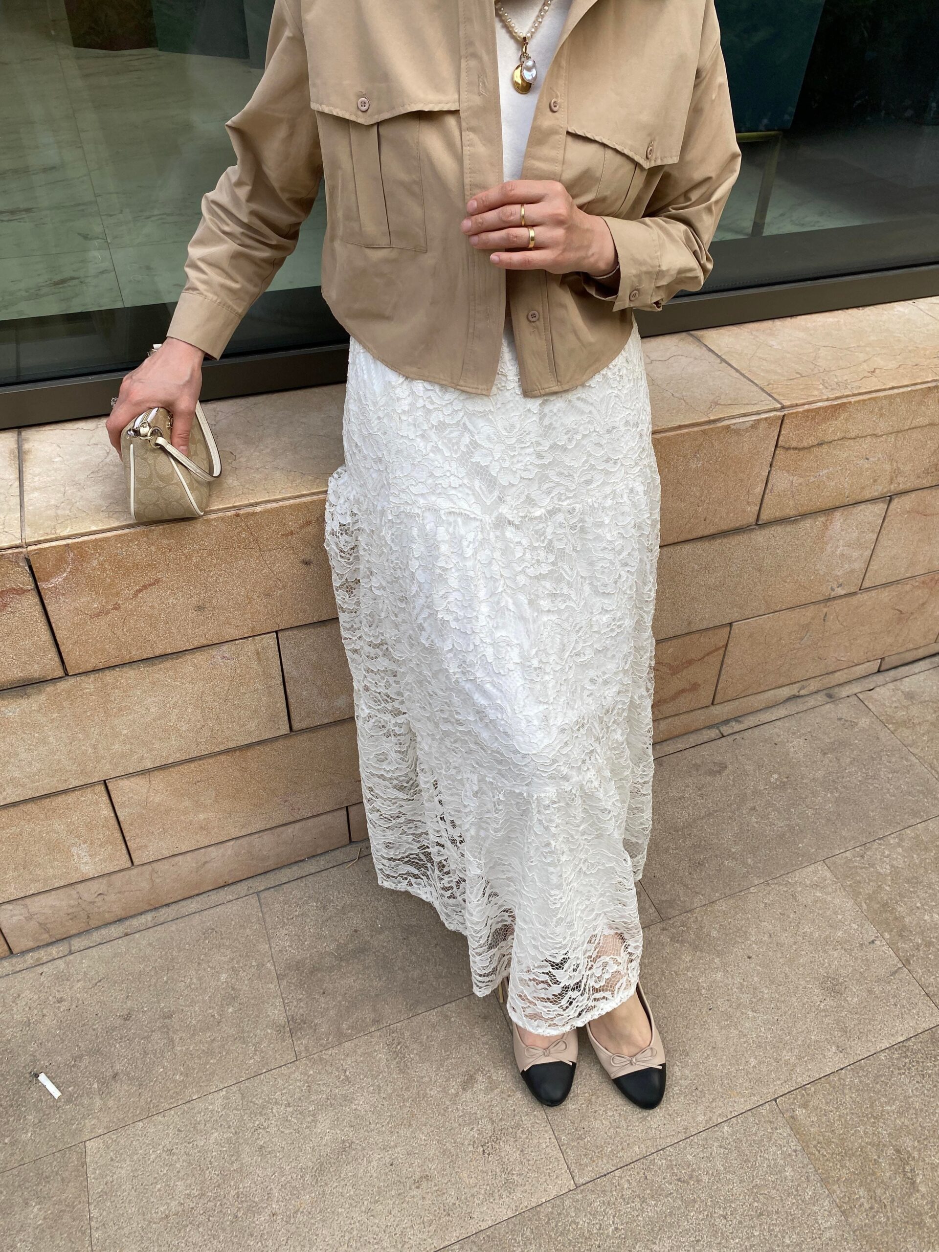 Clara Dantel Etek Ekru