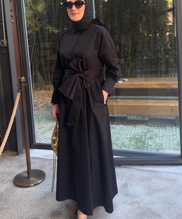 Geniş Kuşaklı Poplin Elbise