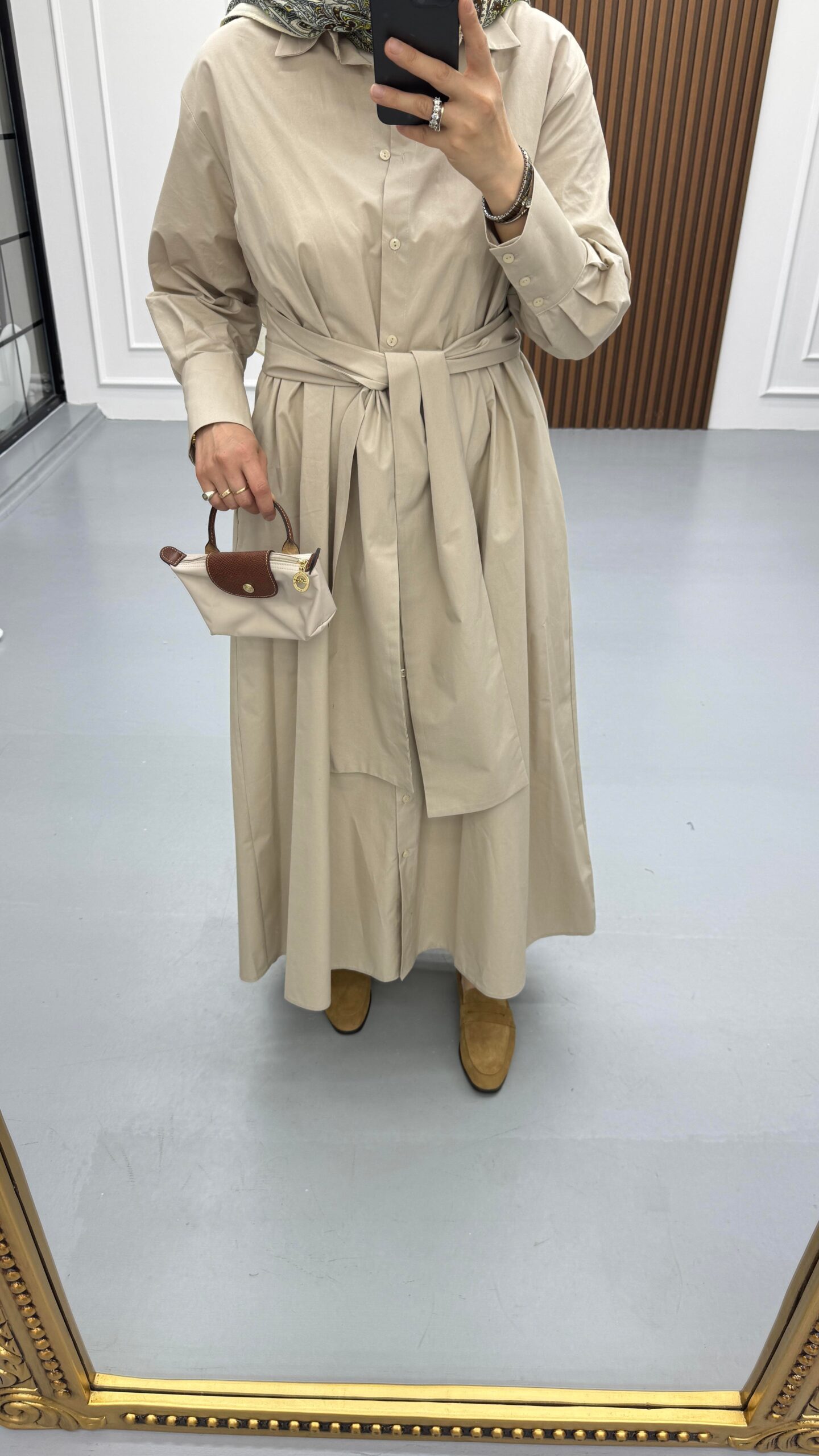 Geniş Kuşaklı Poplin Elbise - Görsel 3