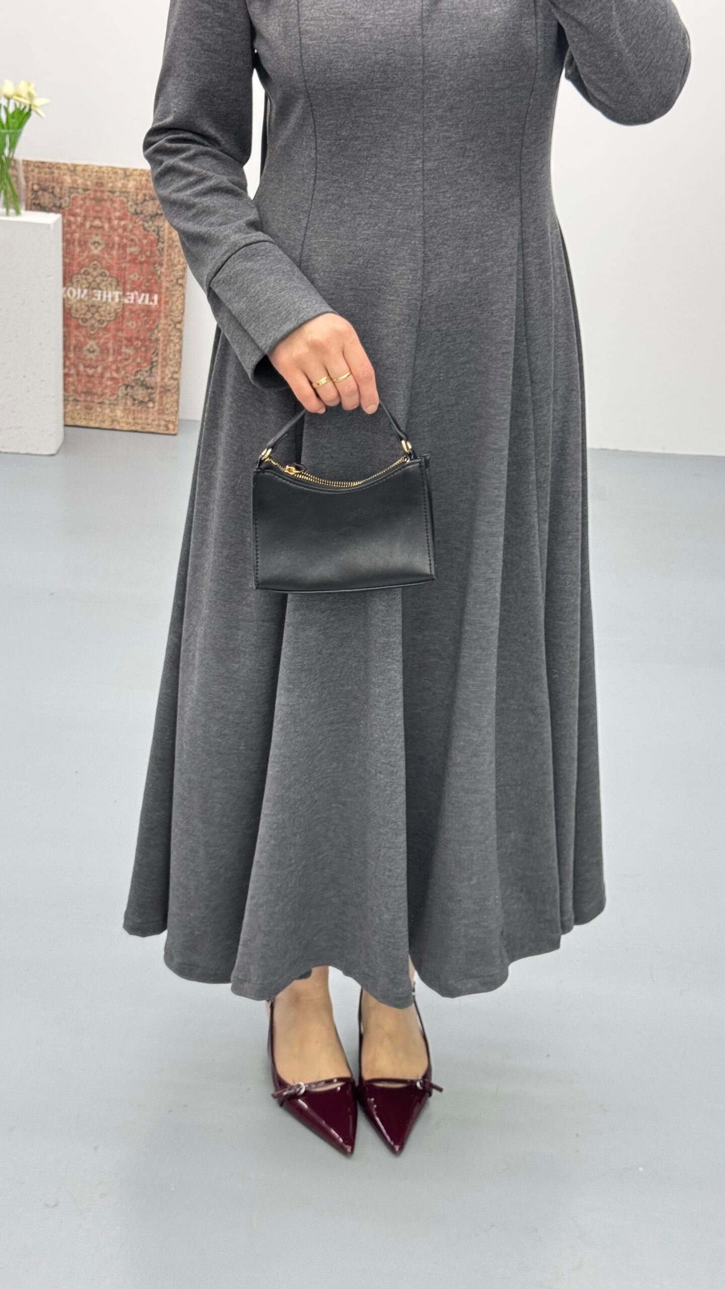 Kuplu Volan Elbise - Görsel 10