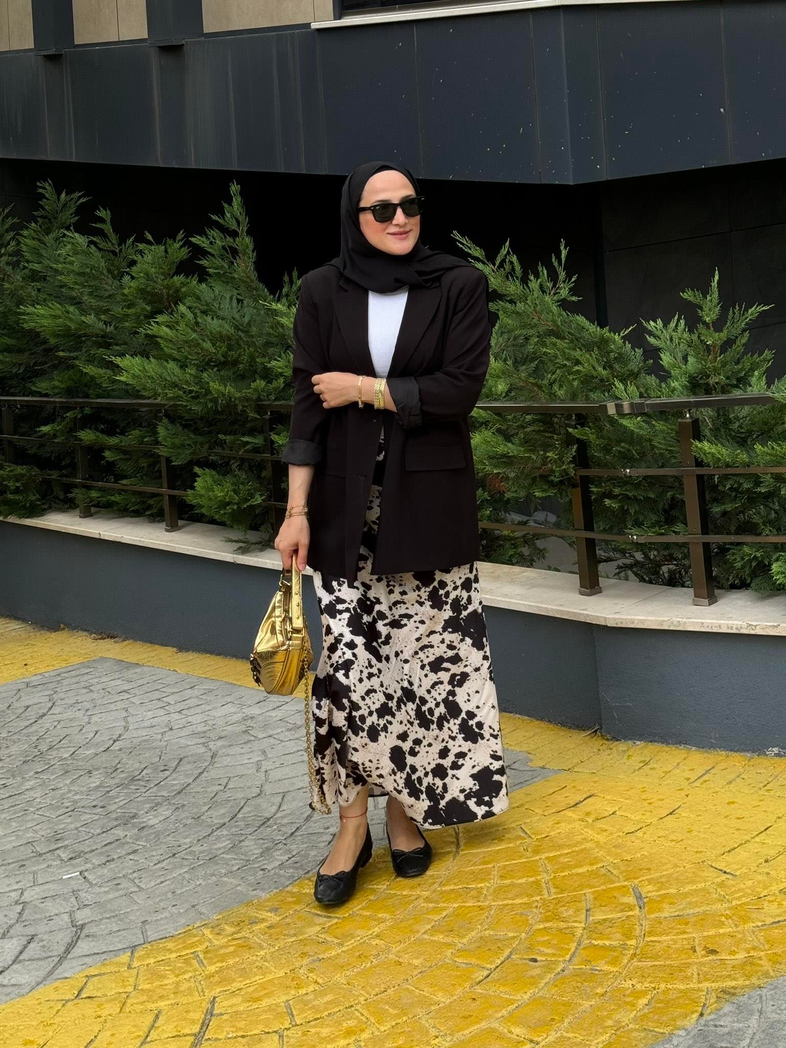 Leopar Desen Beli Lastikli Saten Etek