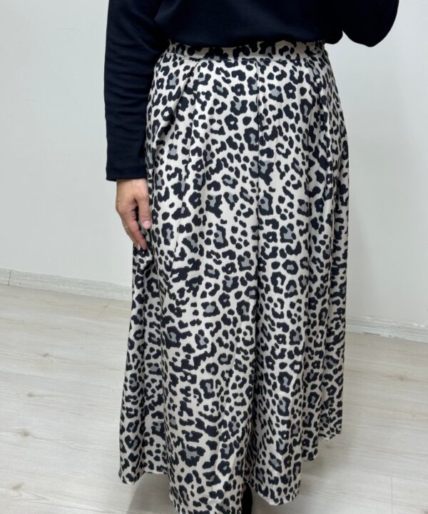 Leopar Desen Pile Detaylı Etek