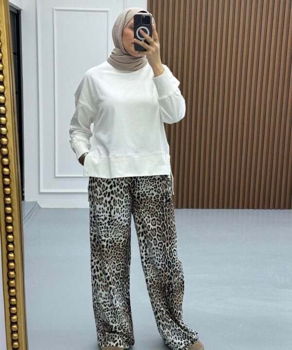 Örme Kumaş Leopar Pantolon 1