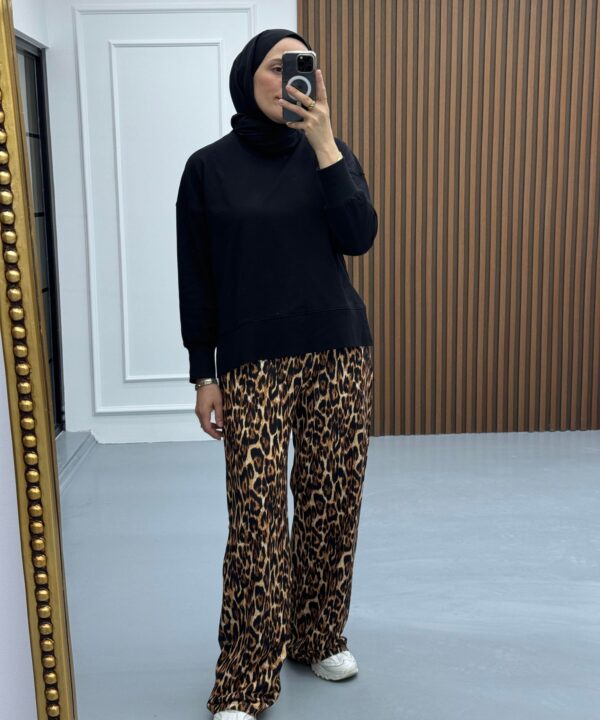 Örme Kumaş Leopar Pantolon 2