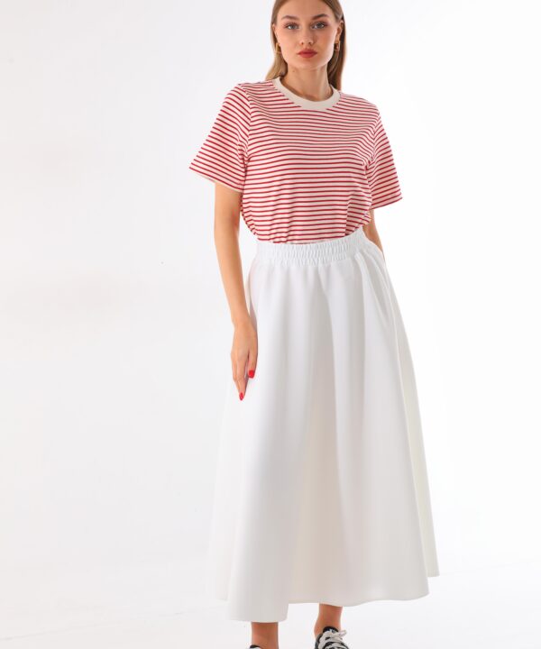 Scuba Kumaş Beyaz Valon Etek