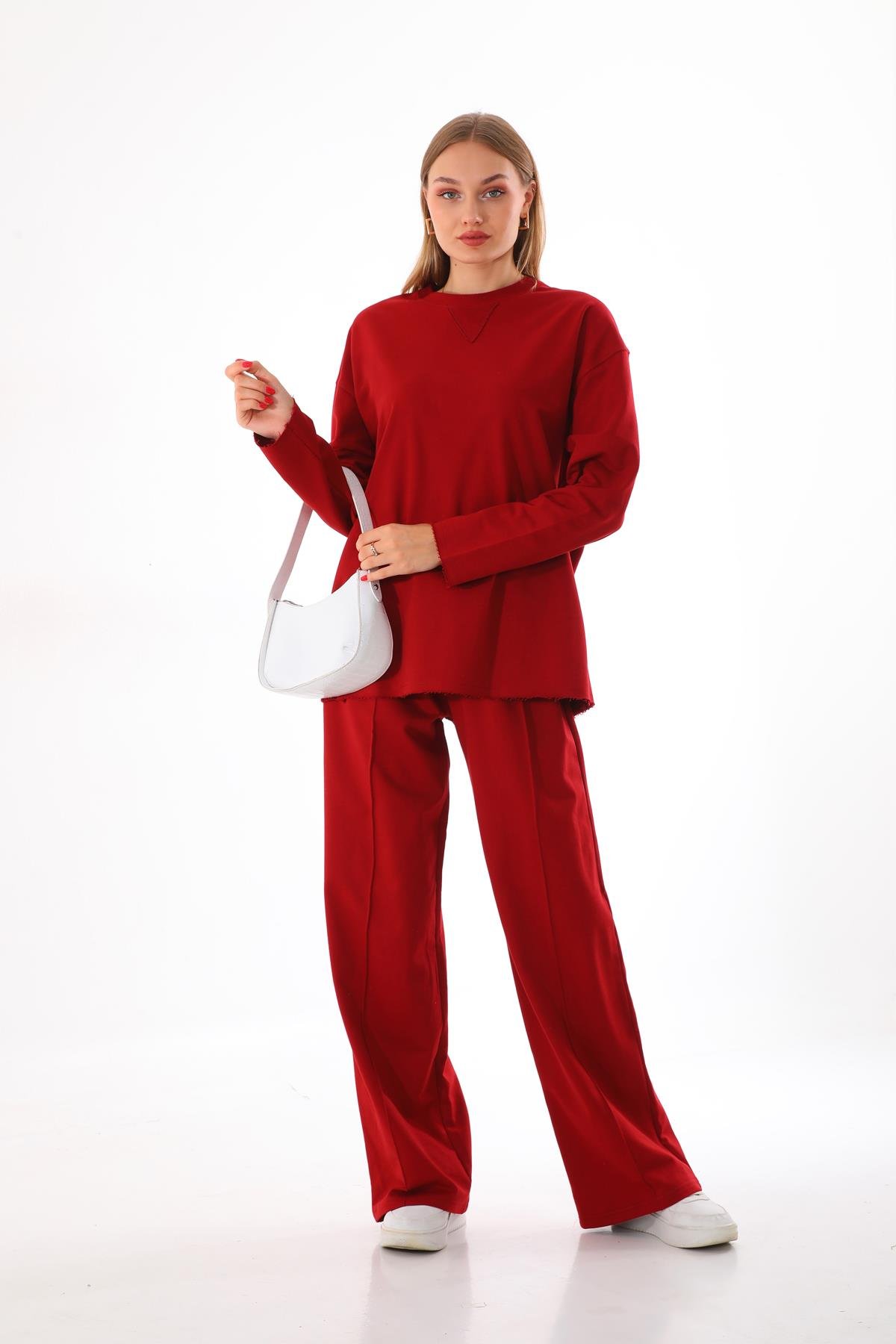 Souf Üç İplik Takım Bordo - Görsel 6