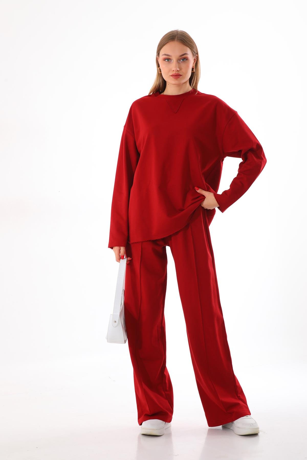 Souf Üç İplik Takım Bordo - Görsel 5