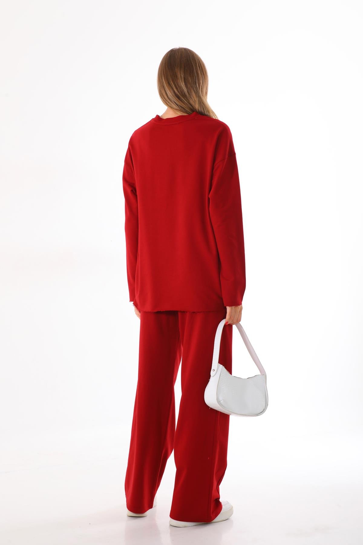 Souf Üç İplik Takım Bordo - Görsel 4