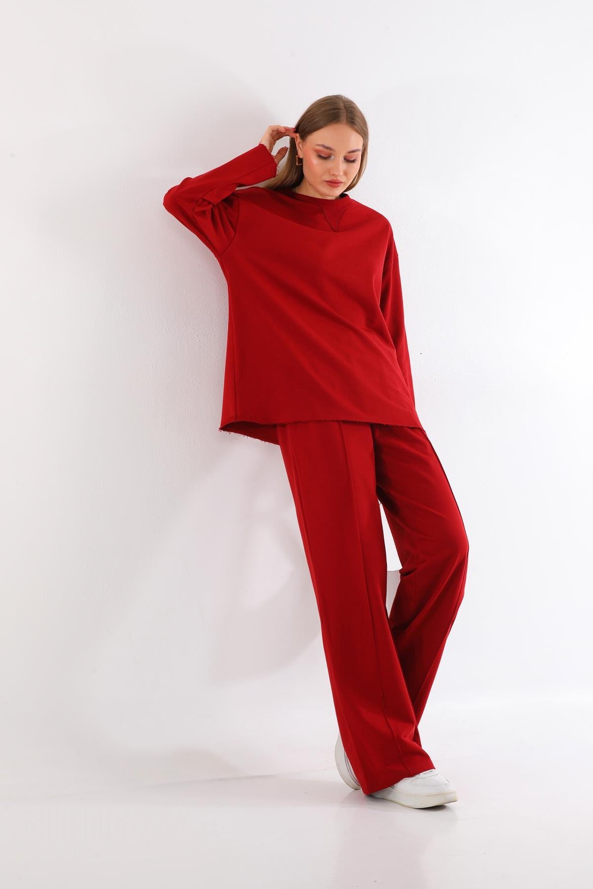 Souf Üç İplik Takım Bordo - Görsel 3