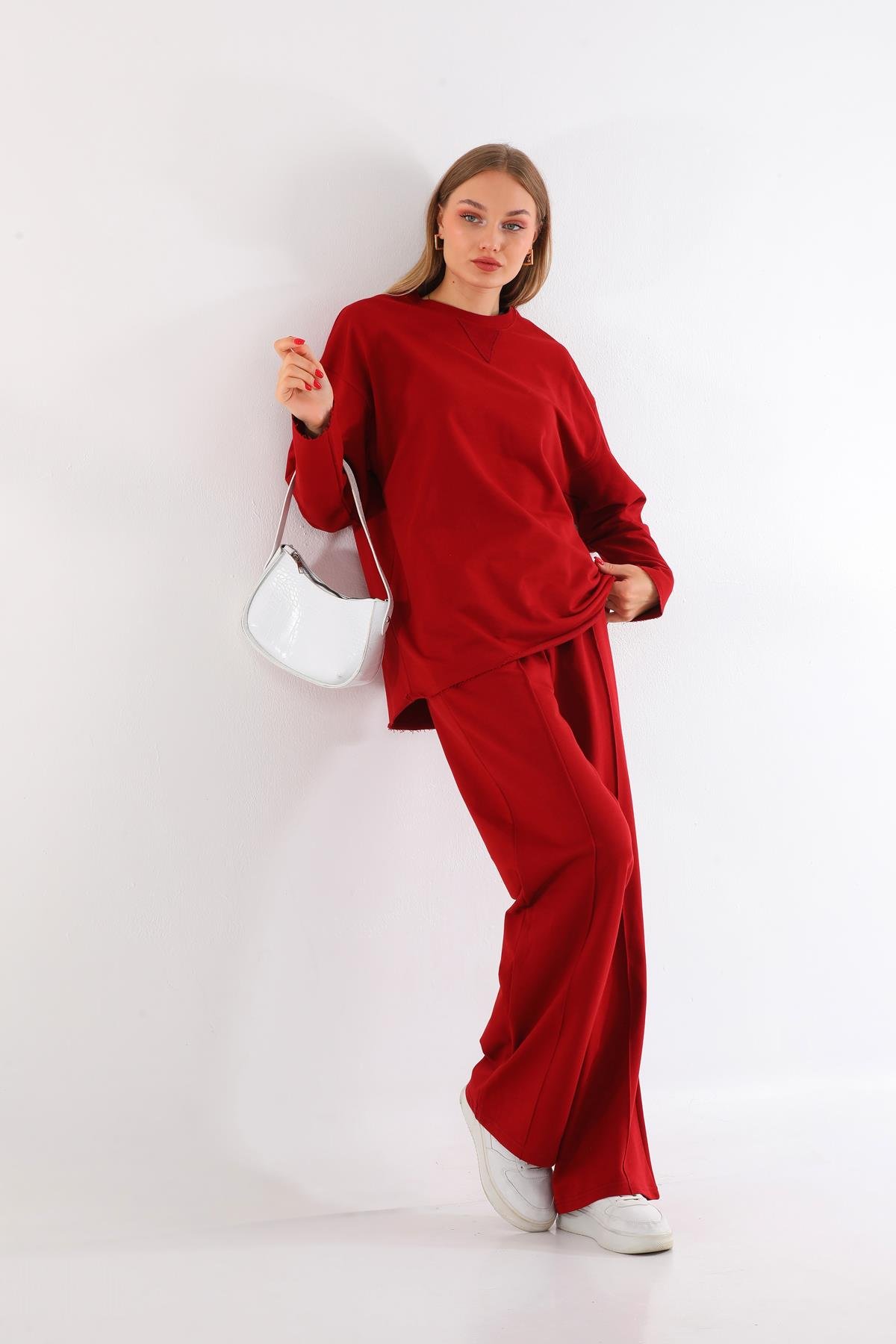 Souf Üç İplik Takım Bordo