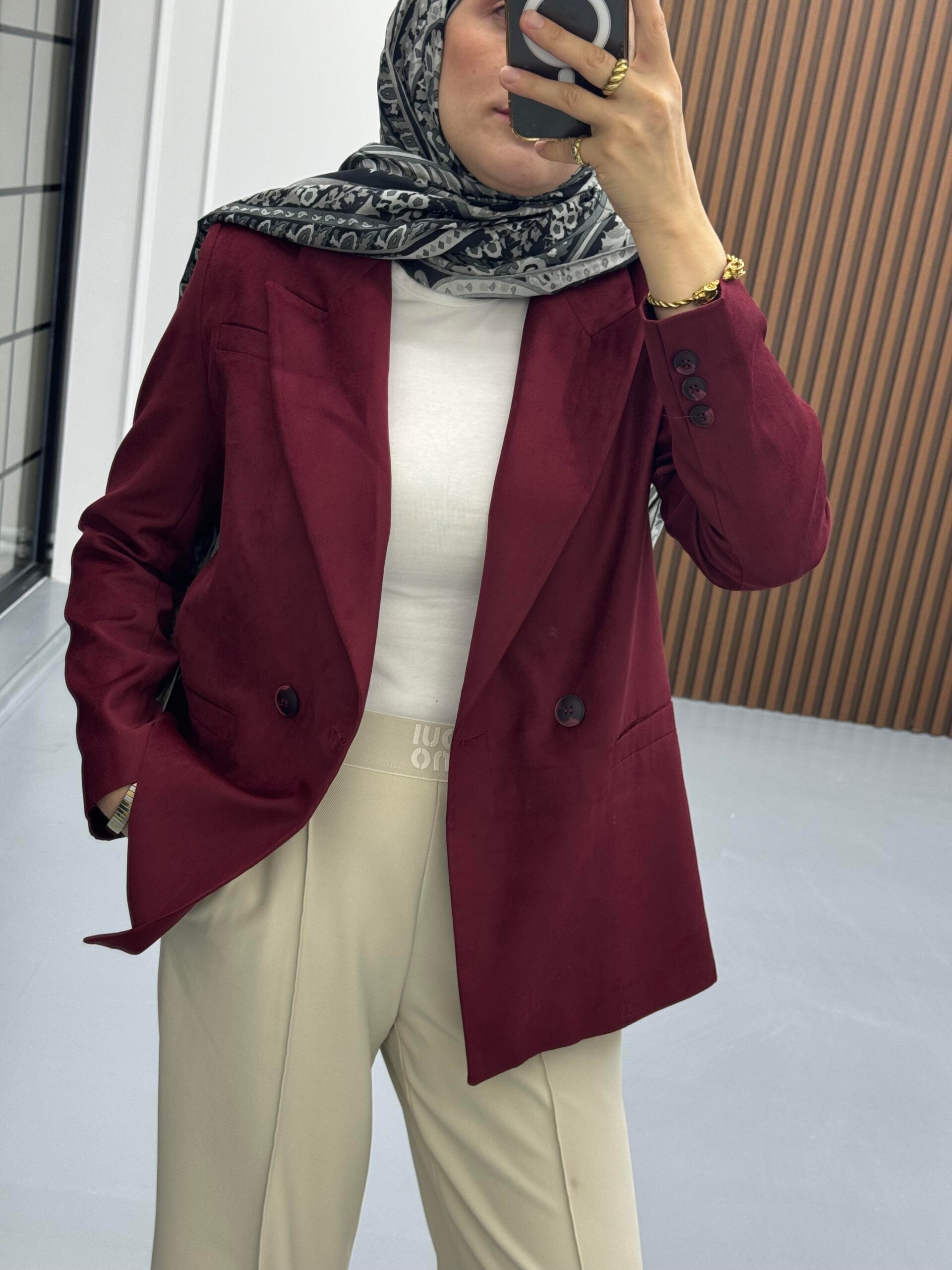 Süet Premium Ceket Bordo - Görsel 4