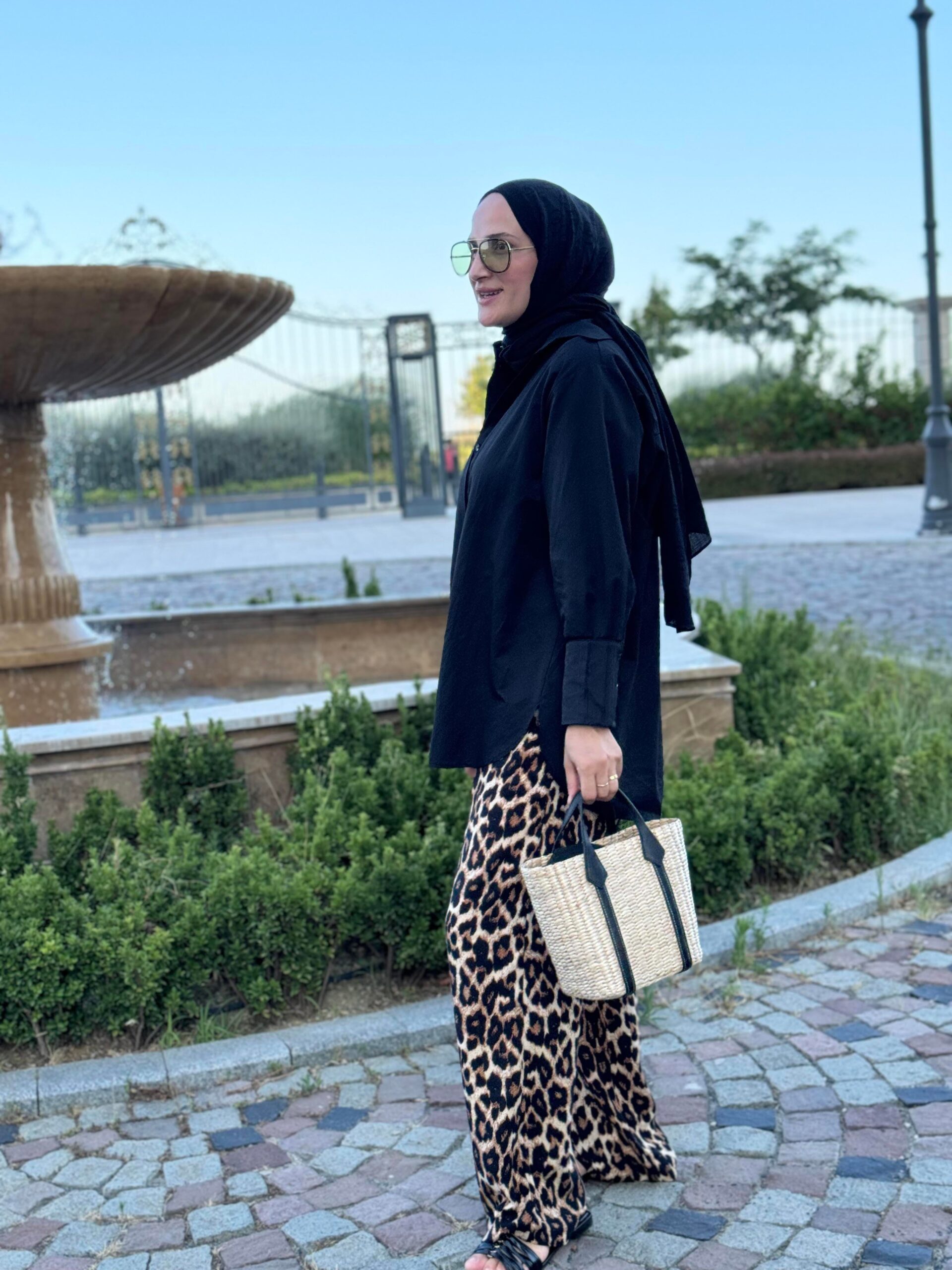 Yüksek Bel Leopar Desen Pantolon - Görsel 2