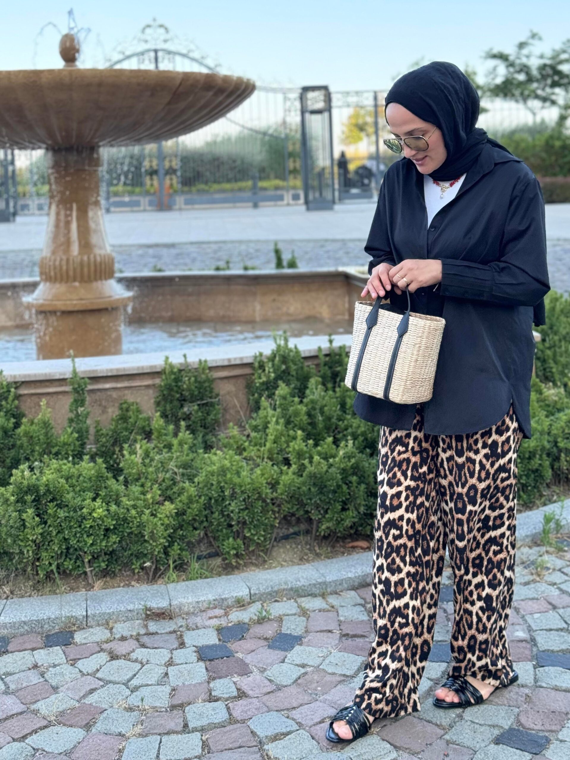 Yüksek Bel Leopar Desen Pantolon - Görsel 3